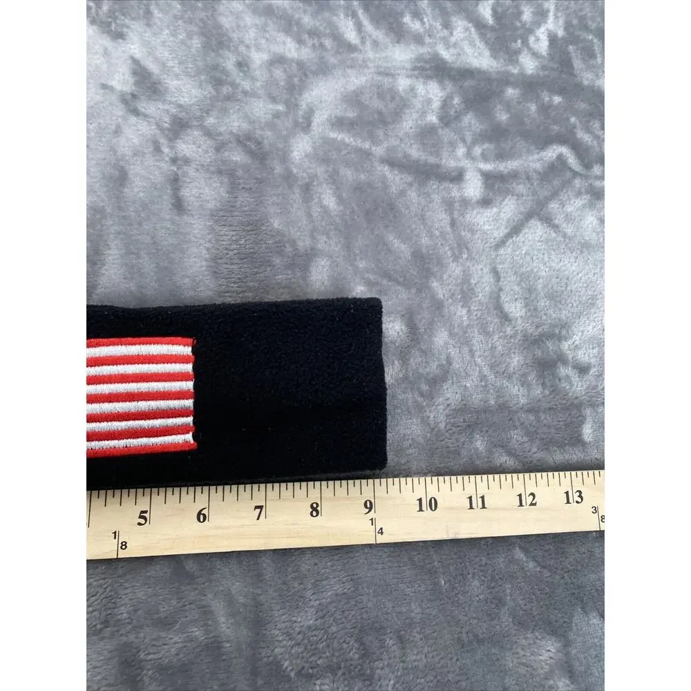 Head Band Ear Warmer Fleece Material Black with Embroidered American Flag